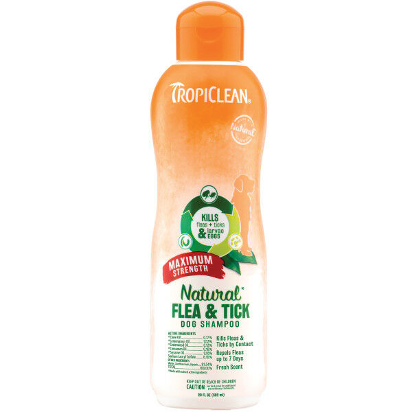 TropiClean Natural Flea & Tick Maximum Strength Shampoo for Dogs, 20-Oz