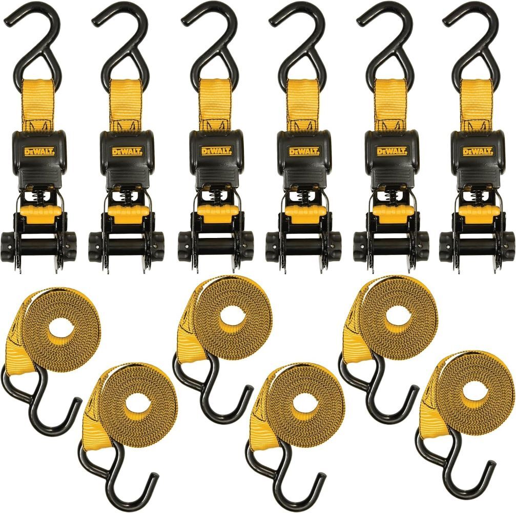 DeWalt Ratchet Tied Down Straps, 1500-Break Strength, 1-In x 10-In, 6-Pk