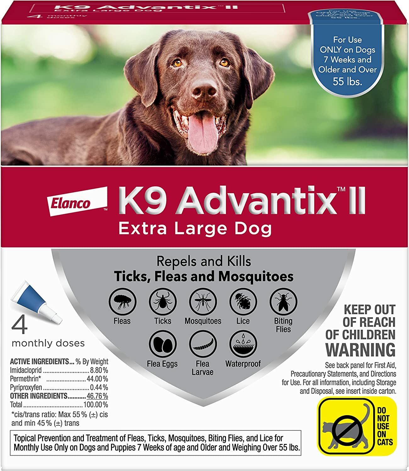 Flea & Tick Prevention for Extra Large Dogs, 4-Pk