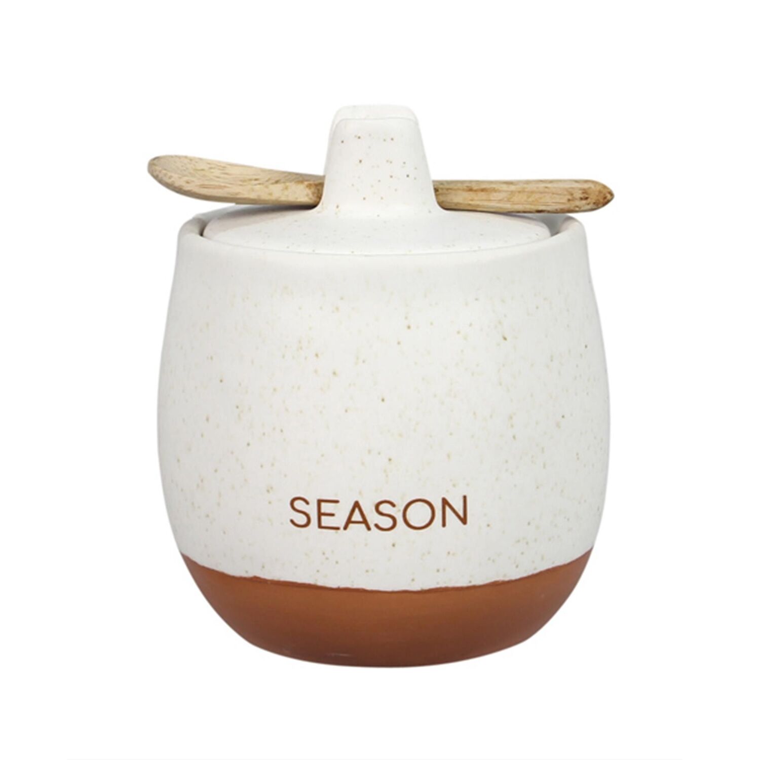 Young's Natural Home Stoneware and Terracotta Color Spice Jar w/ Spoon