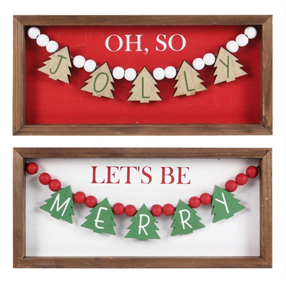 Young's Inc Wood Country Christmas Wall/Tabletop Sign Assortment