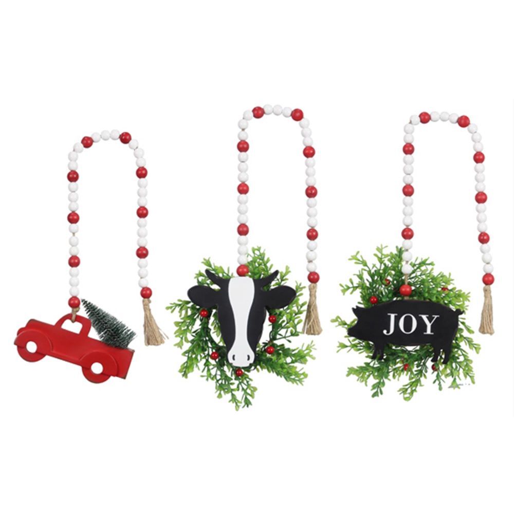 Young's Inc Wood Country Christmas Design with Blessing Beads Assortment