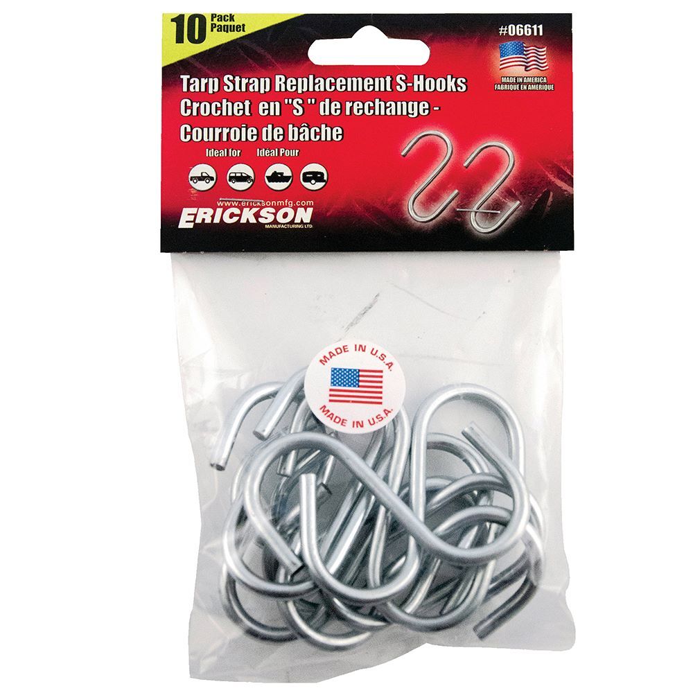 Erickson Tarp Strap Replacement S-Hooks, 10-Pk