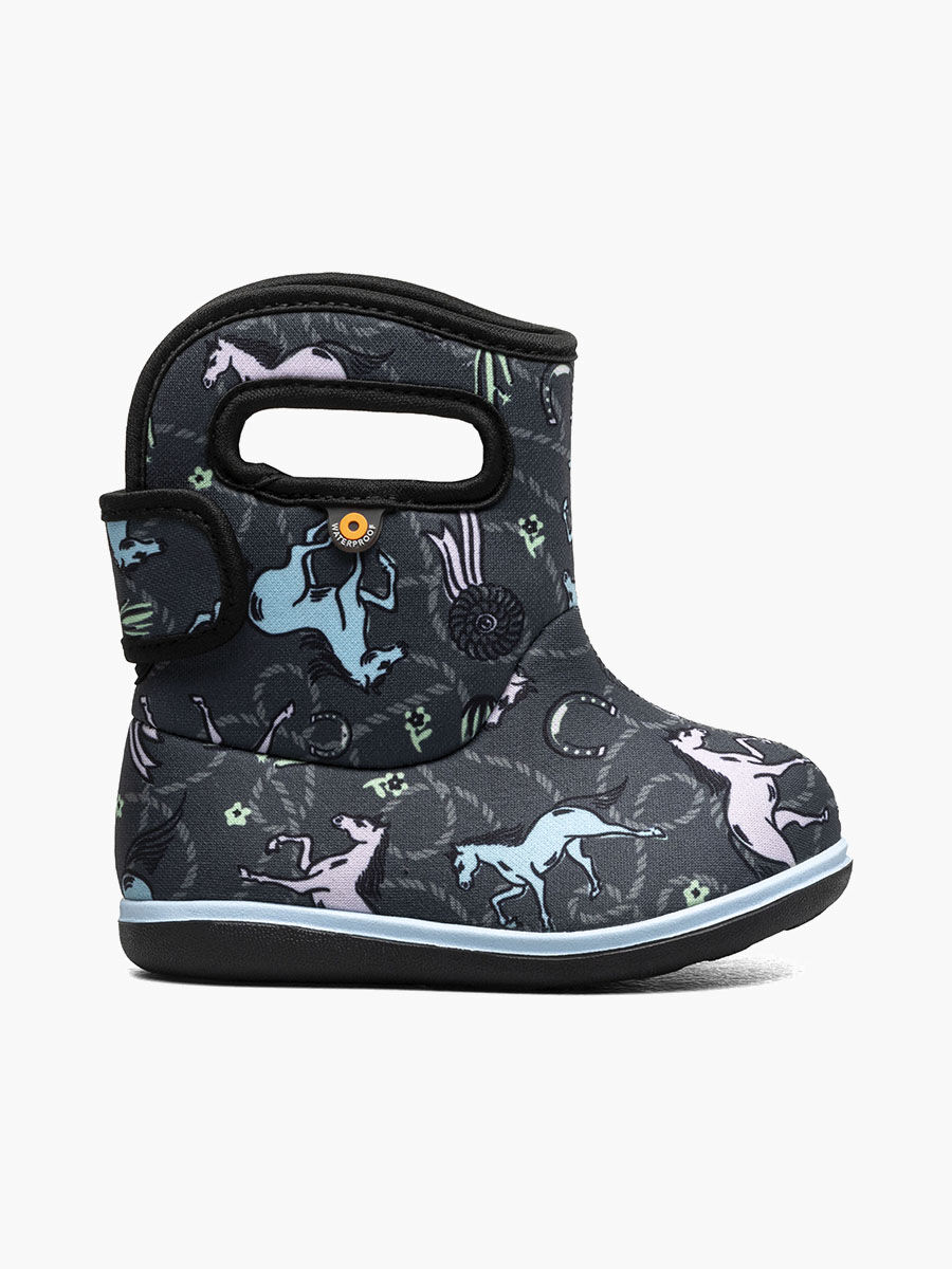 Bogs Kids' Baby Bogs II Horses Baby Boots in Dark Grey