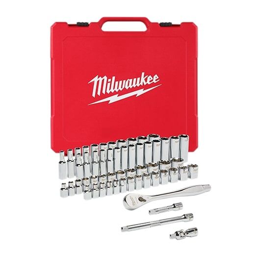Milwaukee 3/8" Drive Ratchet & Socket Set - SAE & Metric, 56-Pc