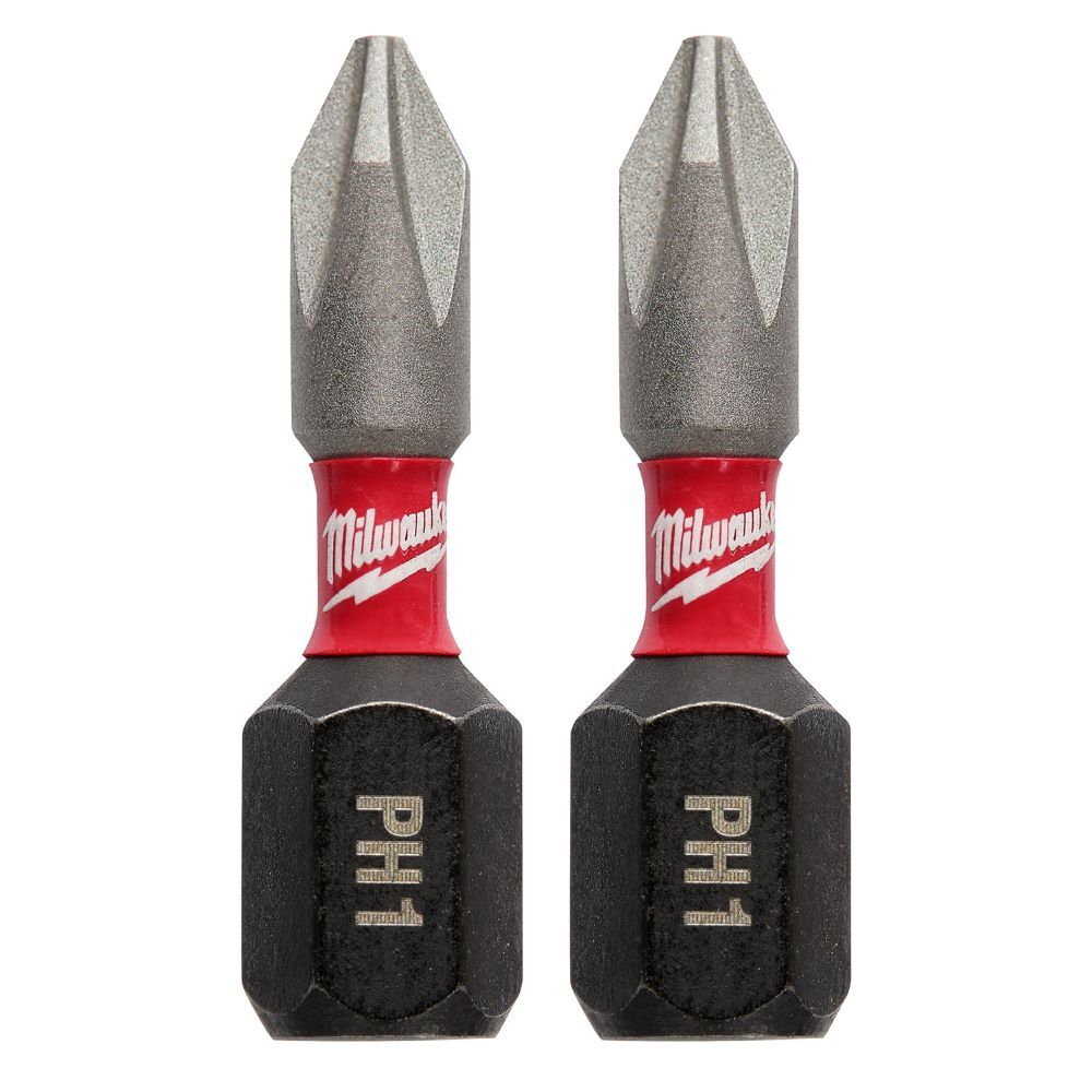 Milwaukee Shockwave Impact Phillips PH1 Bits, 1-In, 2-Pk