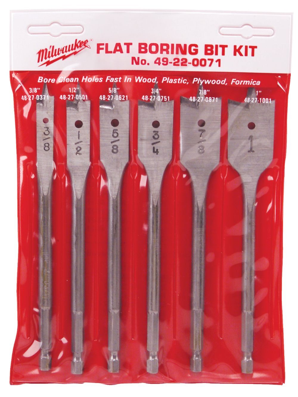 Milwaukee Flat Boring Bit 6-In Universal Set, 6-Pc