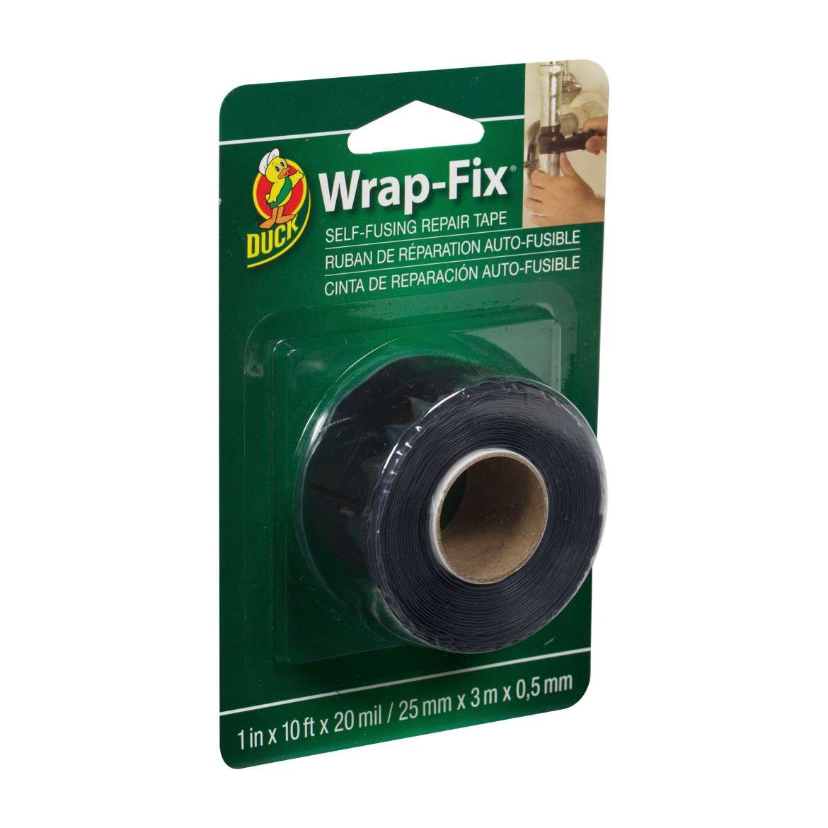 Duck Brand Wrap-Fix Self-Fusing Repair Tape Black, 1-In. x 10-Ft