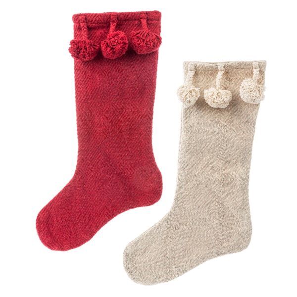 Ganz Stocking with Pom Poms Assortment