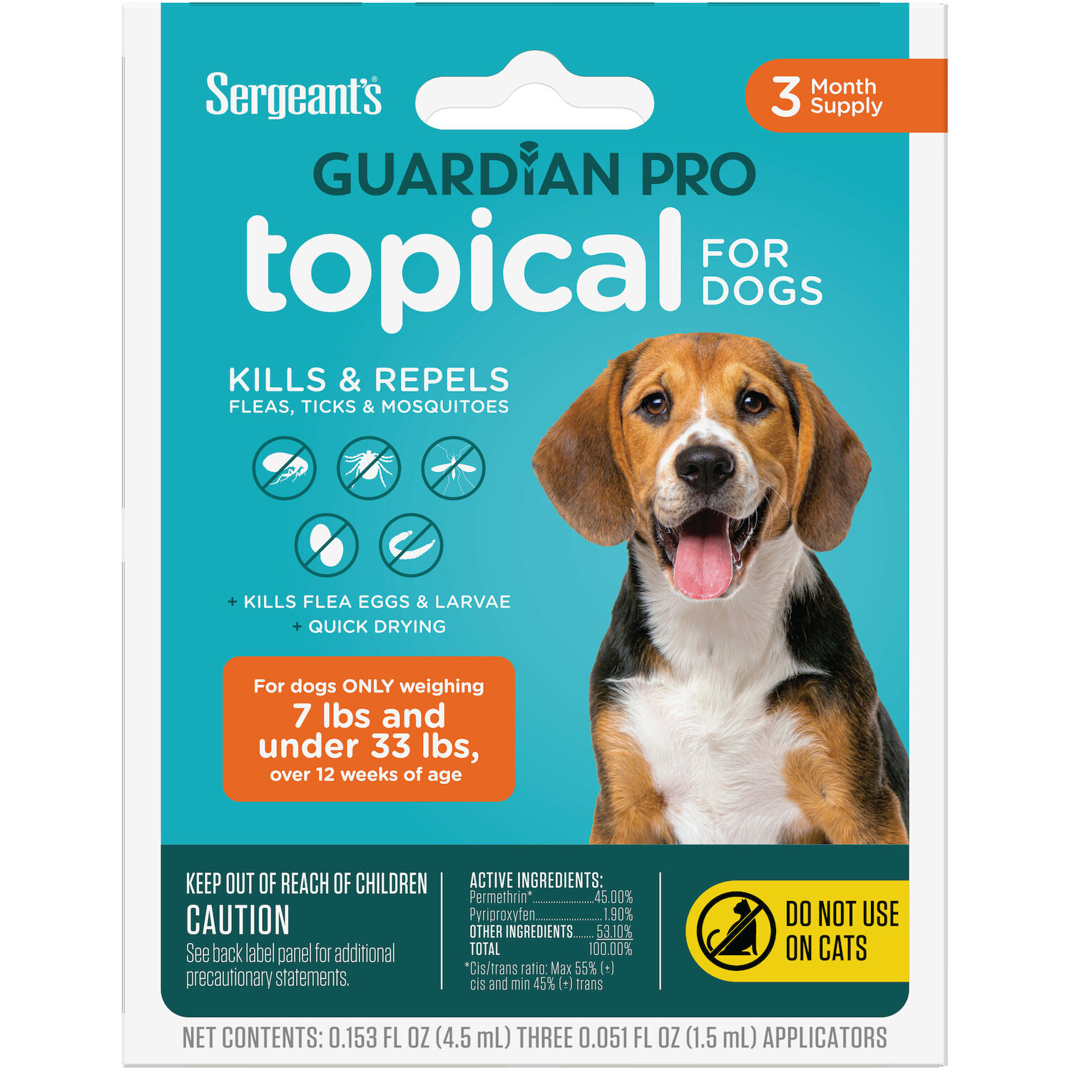 Guardian Pro Flea & Tick Topical Treatment for Dogs 7 to 33-Lbs, 3-Ct