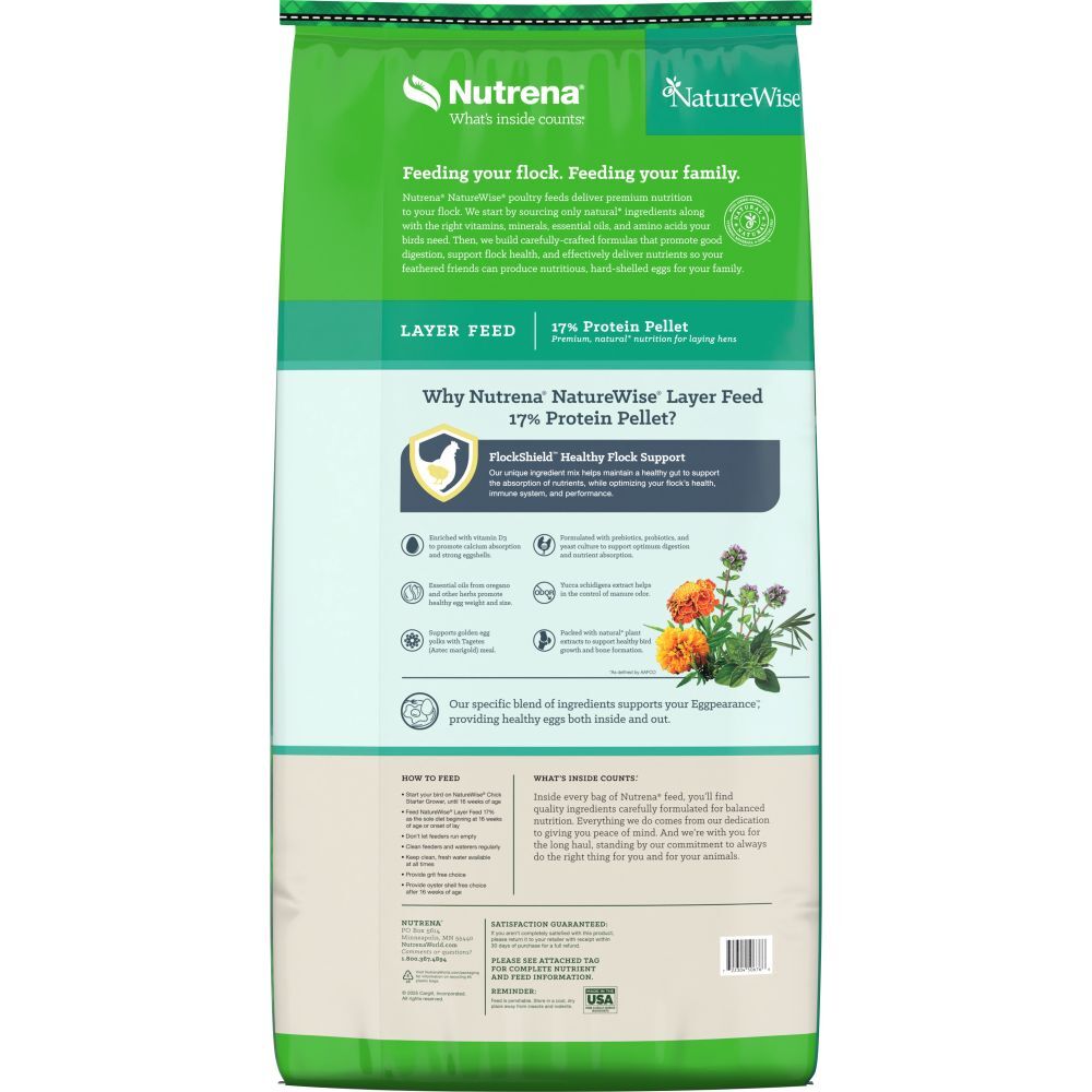 Nutrena NatureWise 17% Protein Layer Pellet Poultry Feed, 40-Lb