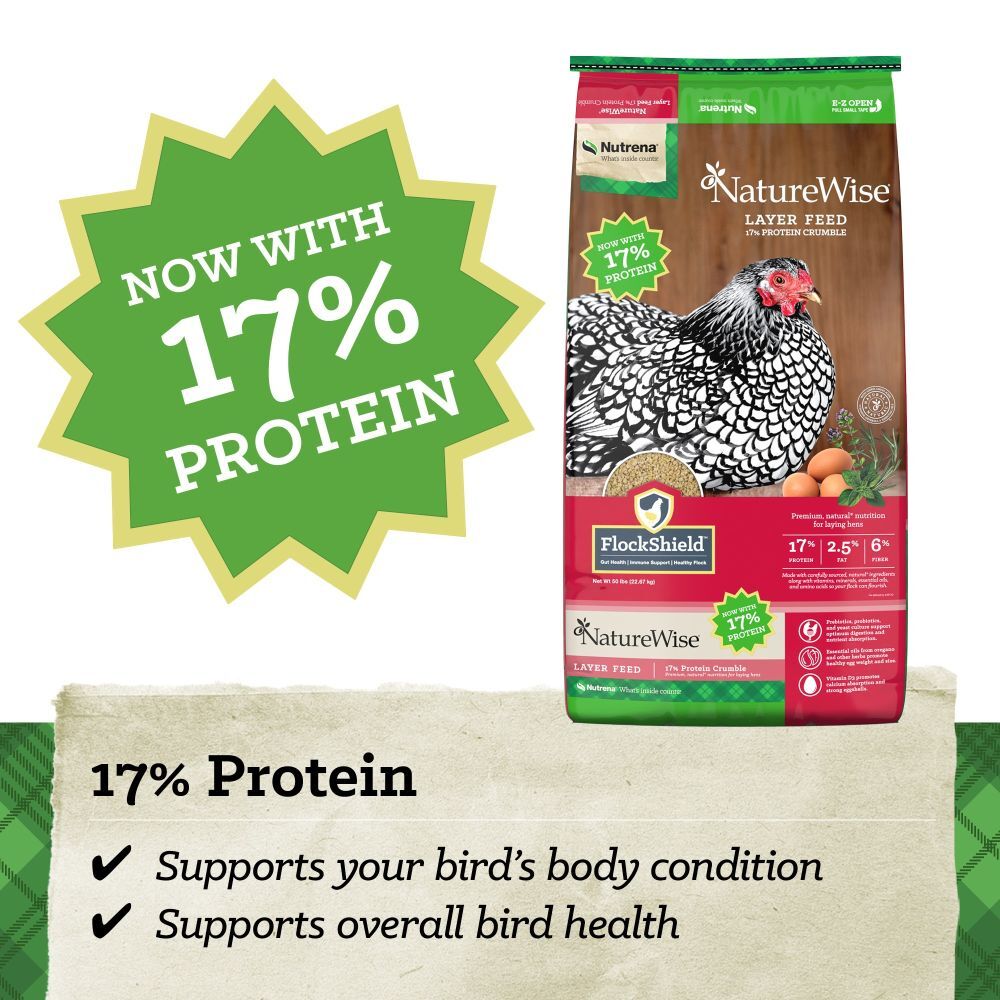 Nutrena NatureWise 17% Protein Layer Crumble Poultry Feed, 40-Lb