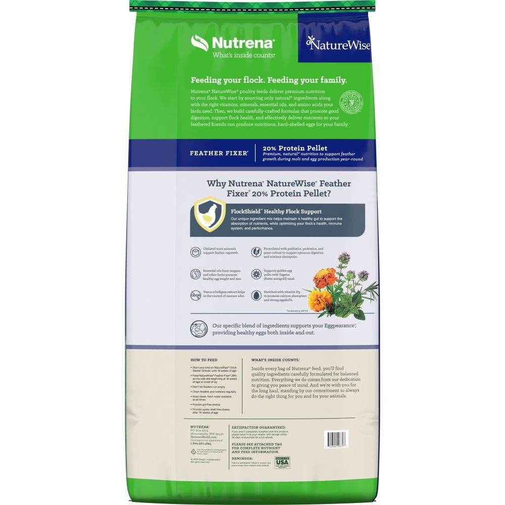 Nutrena NatureWise 20% Protein Feather Fixer Pellet Poultry Feed, 40-Lb
