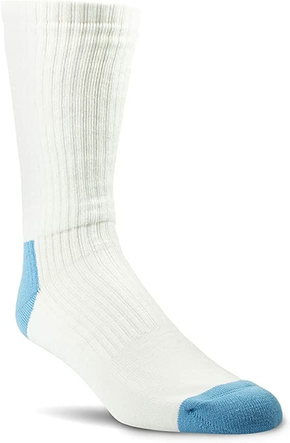 Ariat Arch Support Reinforced Heel & Toe Cotton Crew Socks in White, 3-Pk