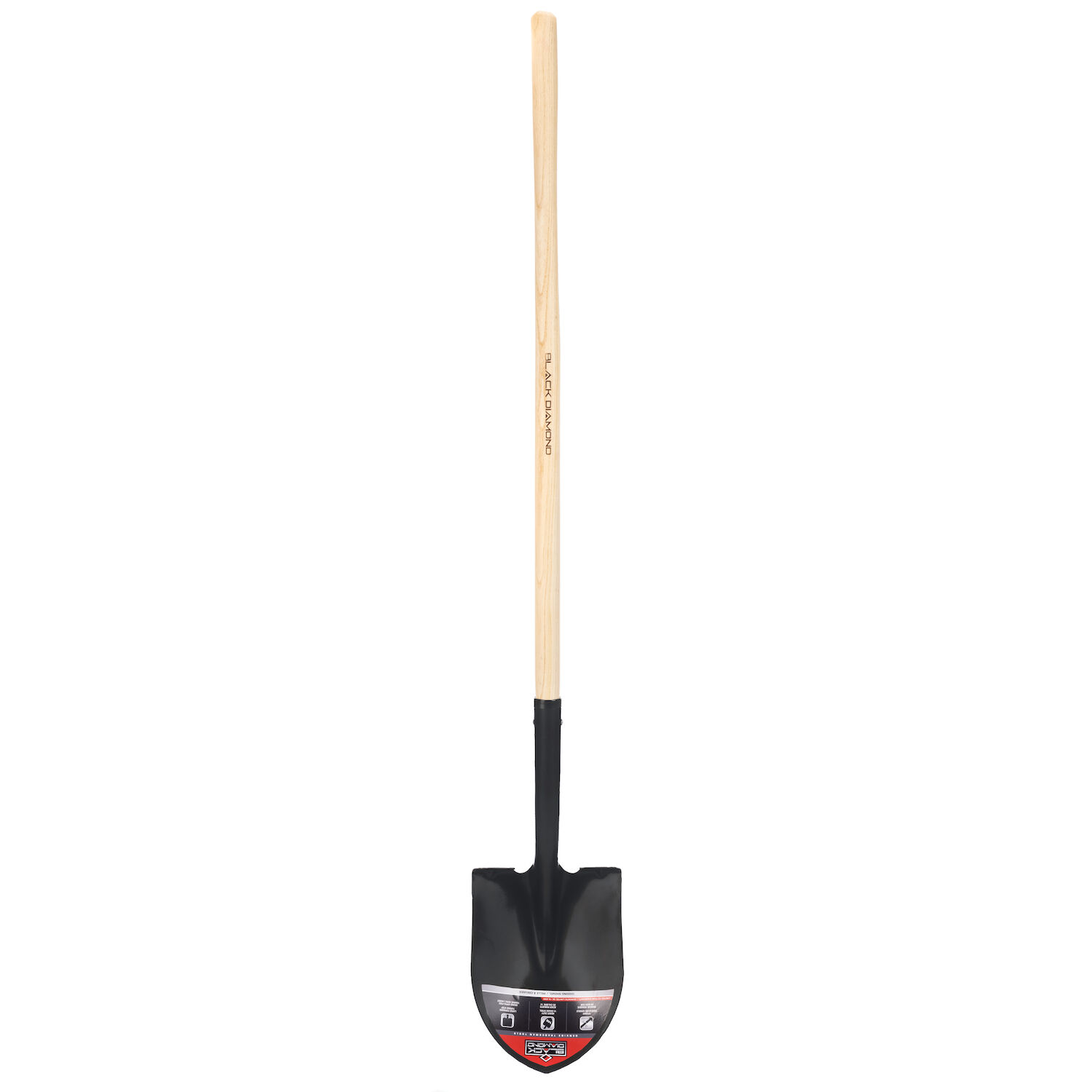 Black Diamond Round Point Shovel Wood Long Handle, 48-In