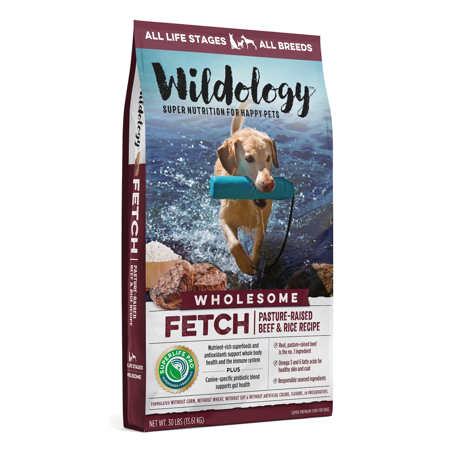 Wildology FETCH Pasture-Raised Beef & Rice Formula Dog Food, 30-Lb