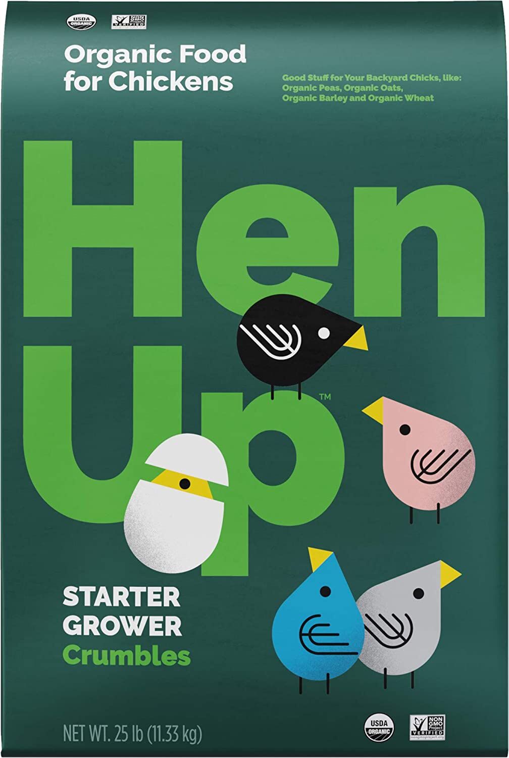 Hen Up Organic Starter Grower Crumbles, 25-Lb