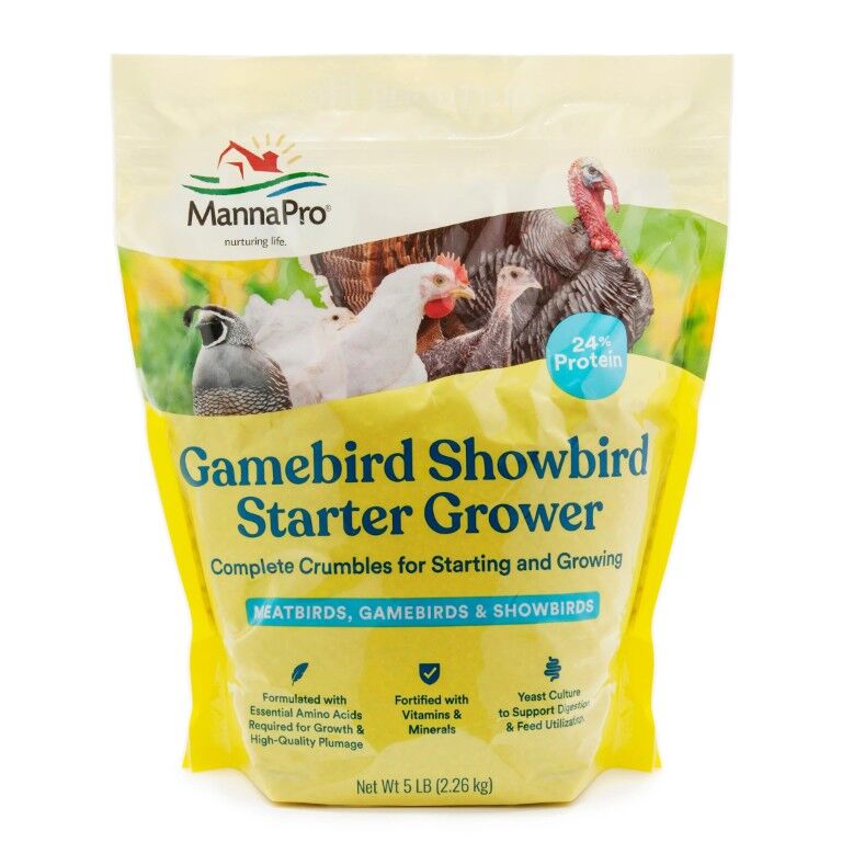 Manna Pro Gamebird & Showbird Starter Grower Crumbles, 5-Lb