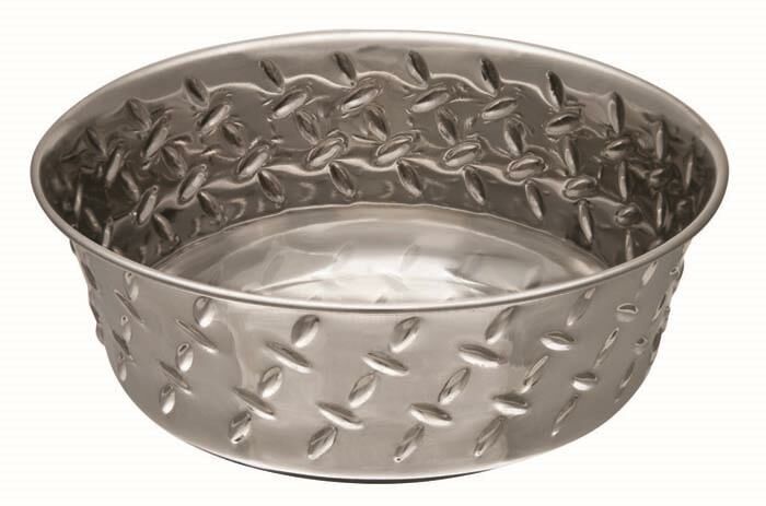 Loving Pets Diamond Plate Bowl Ruff-N-Tuff - Silver, 1 qt