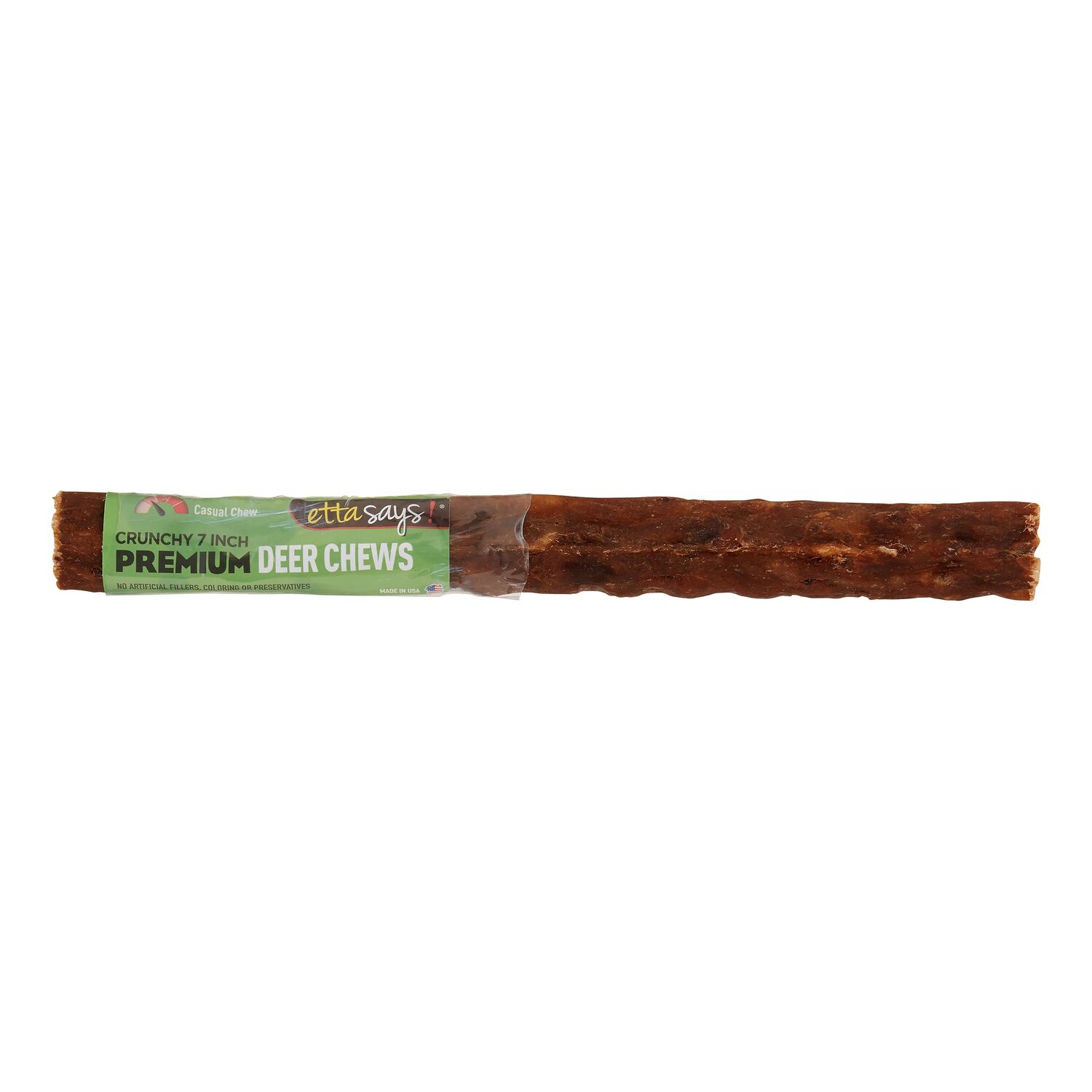 Etta Says! Premium Deer Recipe Dog Chews, 7-In
