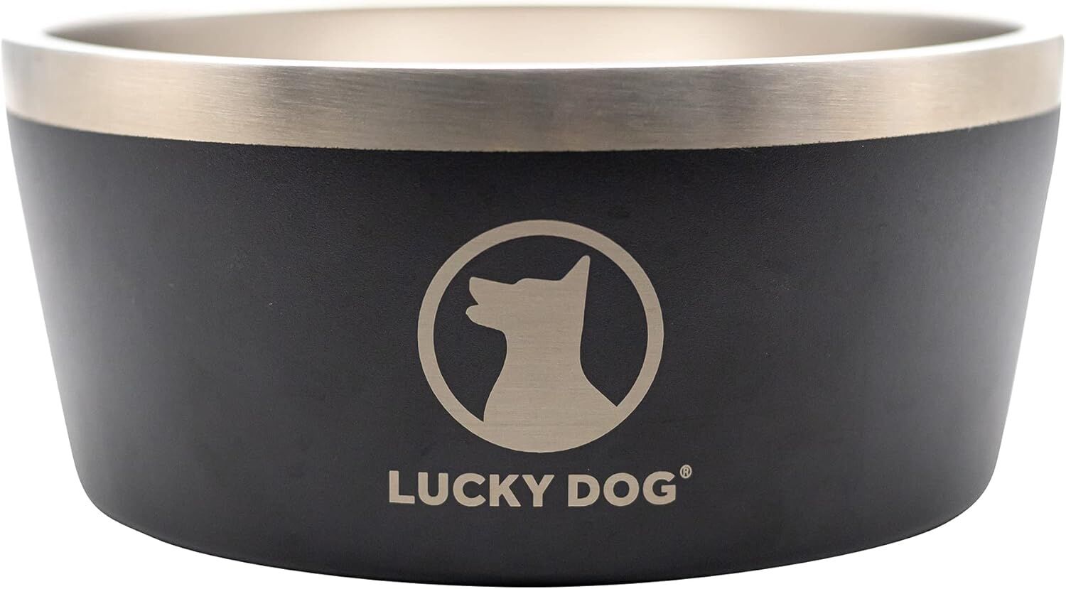 Lucky Dog Indulge 5 Black Double Wall Stainless Steel Dog Bowl, 40-Oz