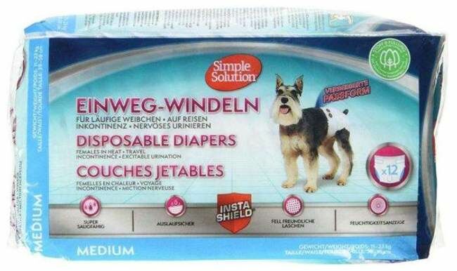 Simple Solution Disposable Dog Diaper - M, 12 Count
