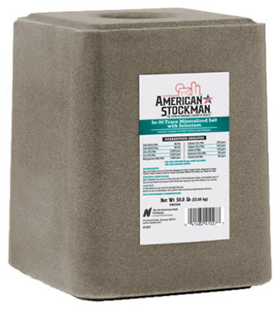 American Stockman SE-90 Trace Mineralized Salt With Selenium Block, 50-Lb