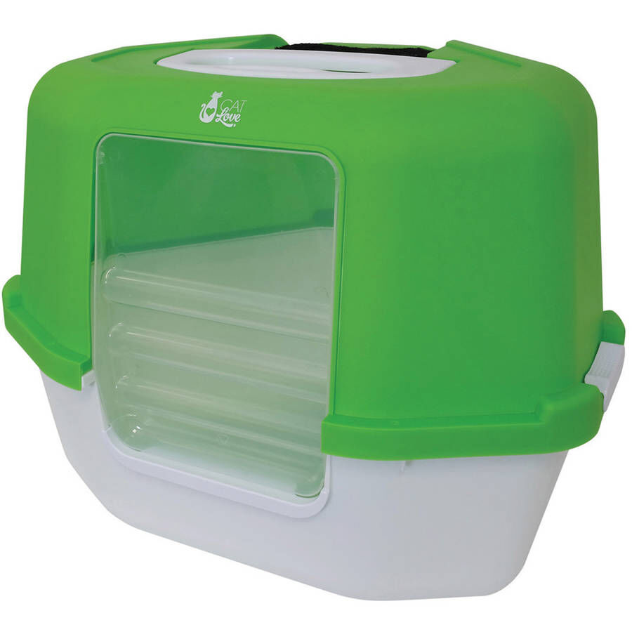Cat Love Green Hooded Cat Litter Pan