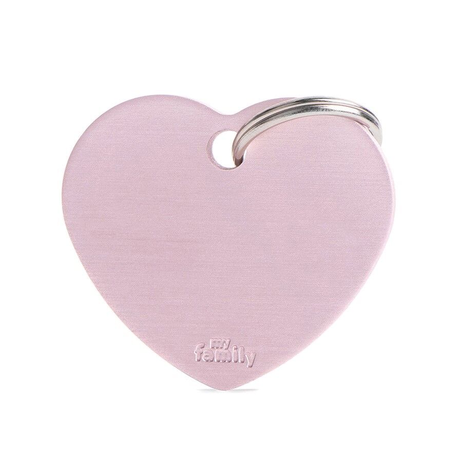 MyFamily Basic Big Aluminum Pink Heart ID Tag