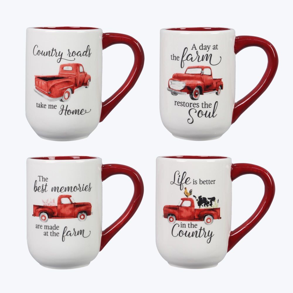 Young's Inc Ceramic Red Truck Mug Assortment (Sold Individually)