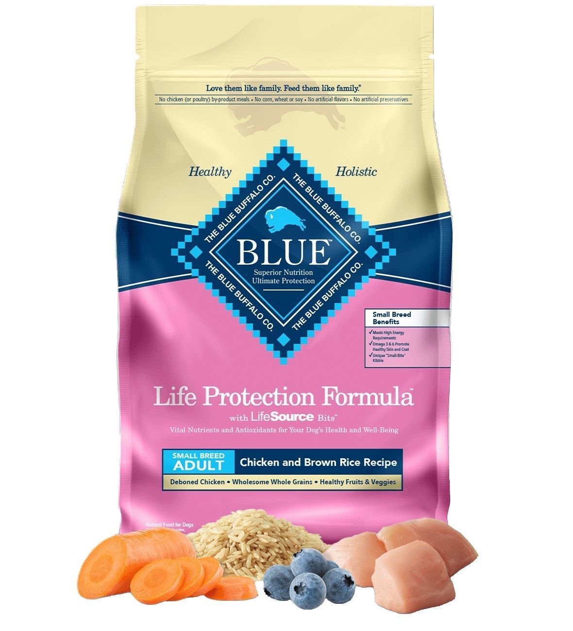 Blue Buffalo Life Protection Formula Small Breed Adult Dog Chicken and Brown Rice Dog Food, 5-Lb