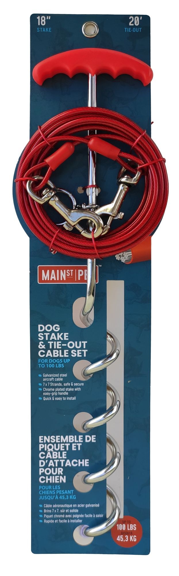 Main St. Pet Dog Cable Combo, 20-Ft