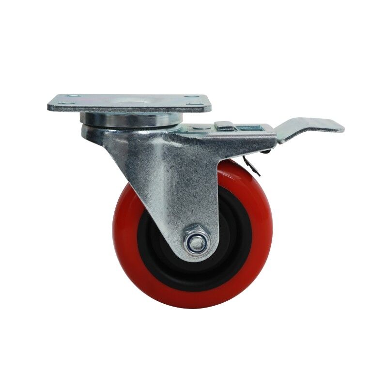 Precision Casters & Wheels 3-In Swivel Plate Polyurethane Caster with Brake 