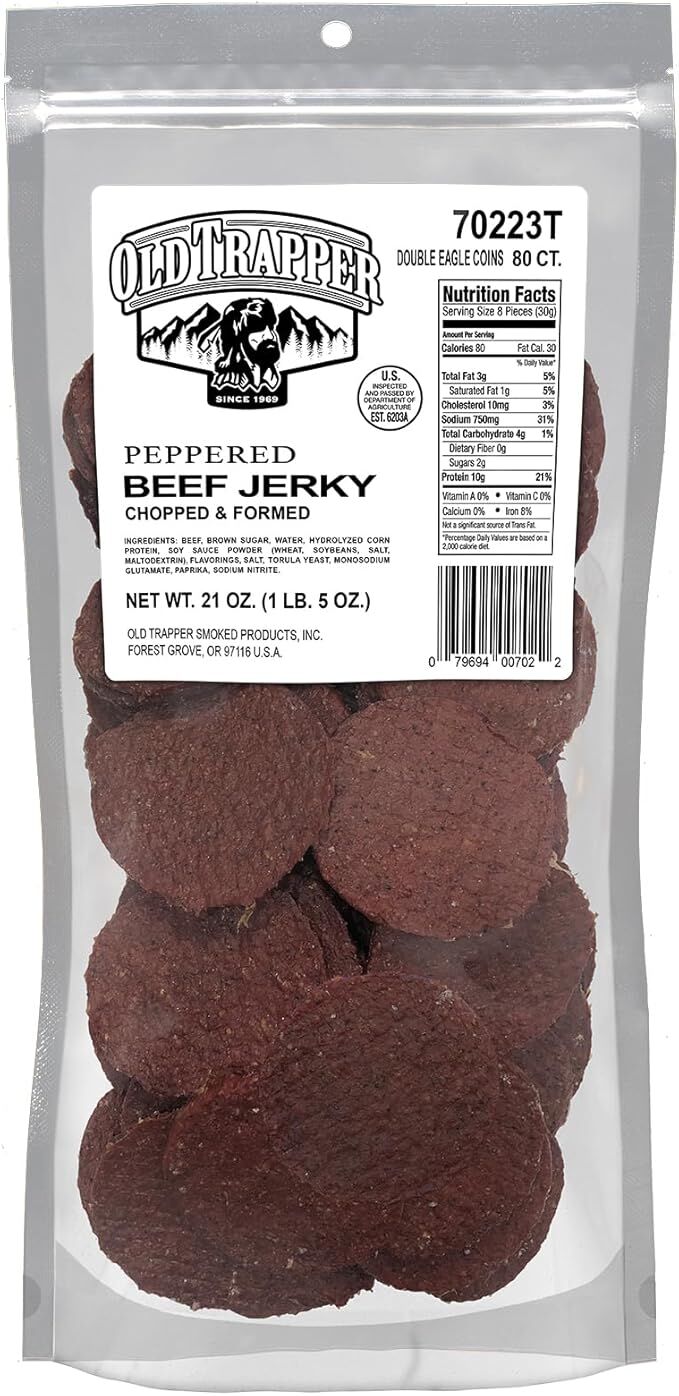 Old Trapper Peppered Double Eagle Beef Jerky, 80-Ct