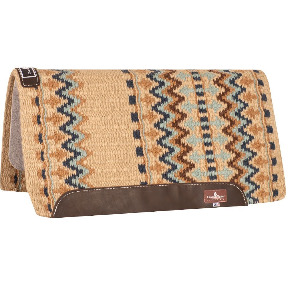 Classic Equine Sand/Aqua Classic Blanket Straight Pad, 32-In x 34-In x 3/4-In