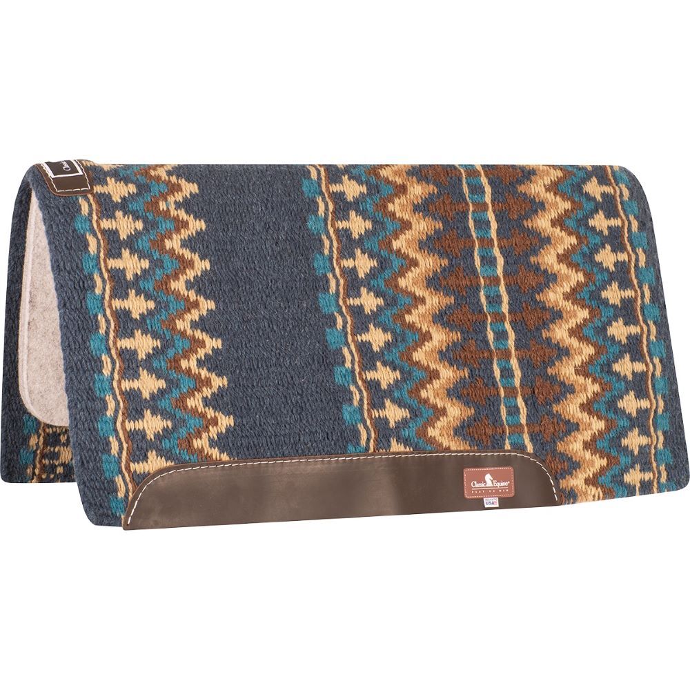 Classic Equine Navy/Chestnut Classic Blanket Straight Pad, 34-In x 38-In x 3/4-In