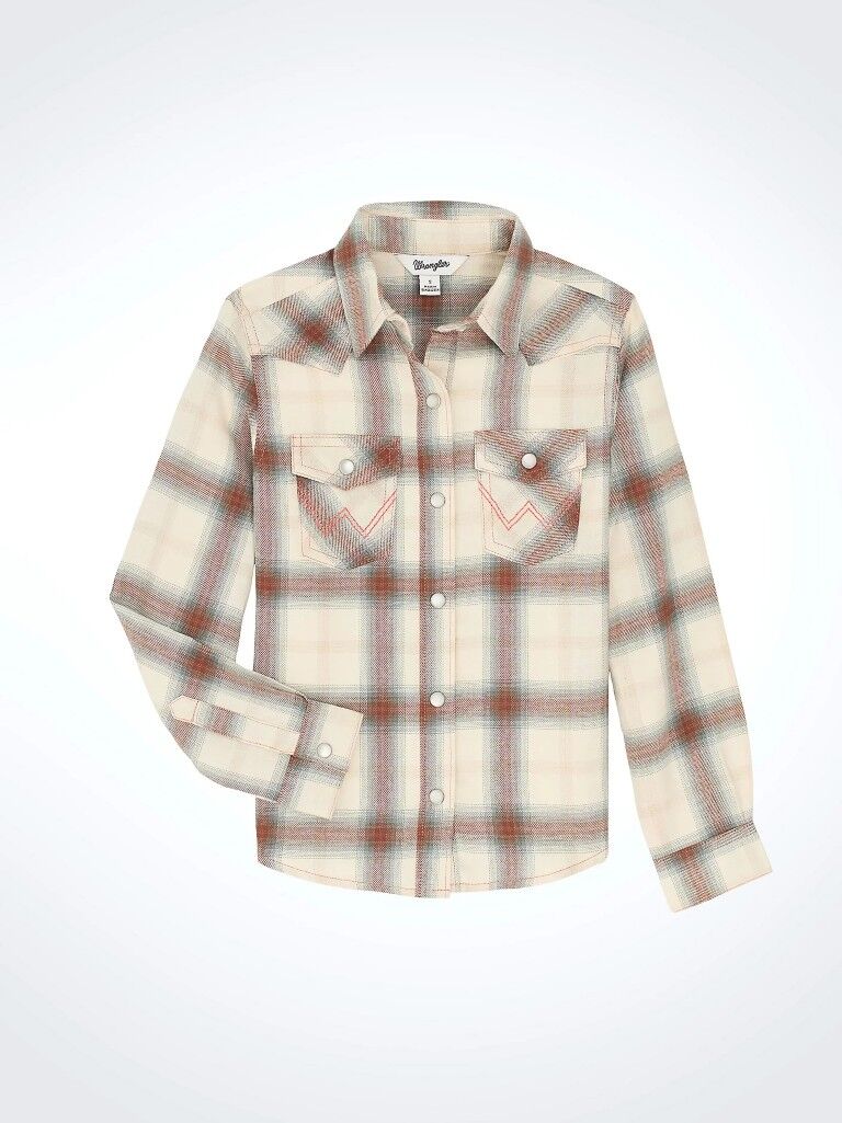 Wrangler Girl's Flannel Plaid Western Snap Shirt