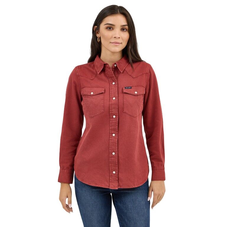 Wrangler Women's Colorwash Slim Western Snap Shirt
