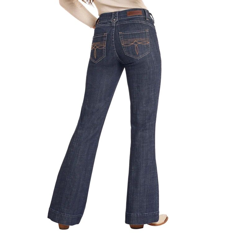 Rock & Roll Denim Women's Mid Rise Boot Stitch Trousers