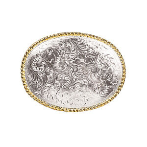 M & F Western Men's Nocona Floral Engraved Belt Buckle in Silver/Gold