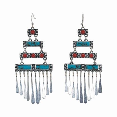 Justin Women's 4 Tier Chandelier With Stones Earrings