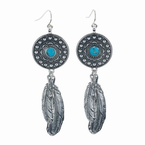 Justin Women's Pendant With Feather Charms Earrings