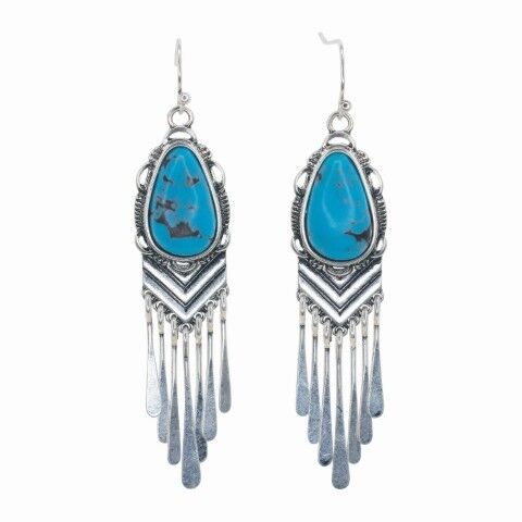 Justin Women's Faux Turquoise Drop With Chandelier Earrings
