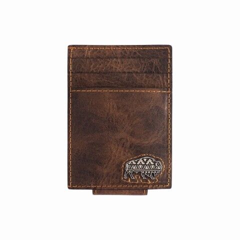Red Dirt Hat Co. Men's Card Case With Magnet Clip & Bison Concho