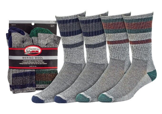 The Railroad Sock Men's Merino Wool Boot Sock 6-Pk in Grey