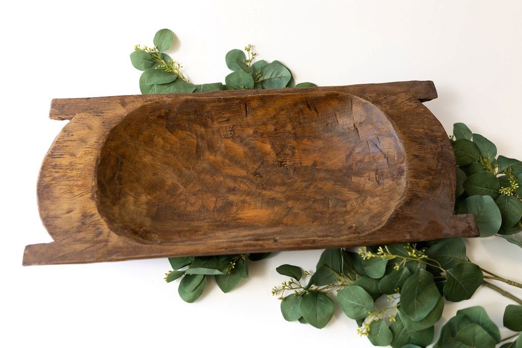 Forever Green Art Medium Natural Saranda Wood Dough Bowl