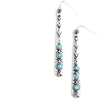 Wyo-Horse Turquoise Bar Earrings Silver
