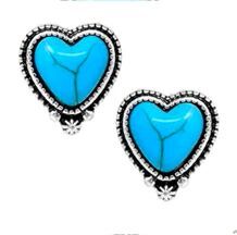 Wyo-Horse Women's Turquoise Heart Stud Earrings