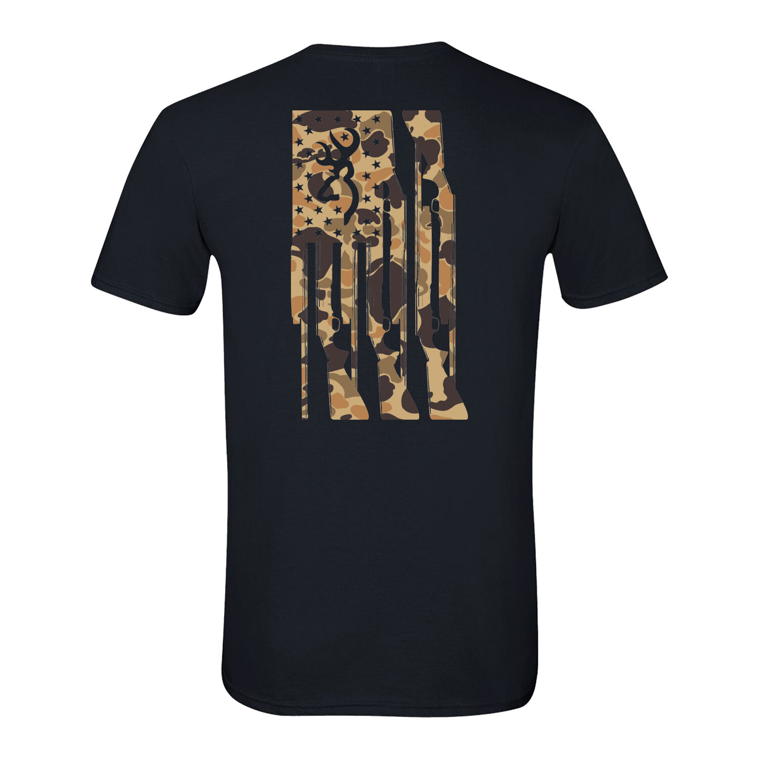 Browning Men's Duck Camo Rifle Flag Short Sleeve Shirt