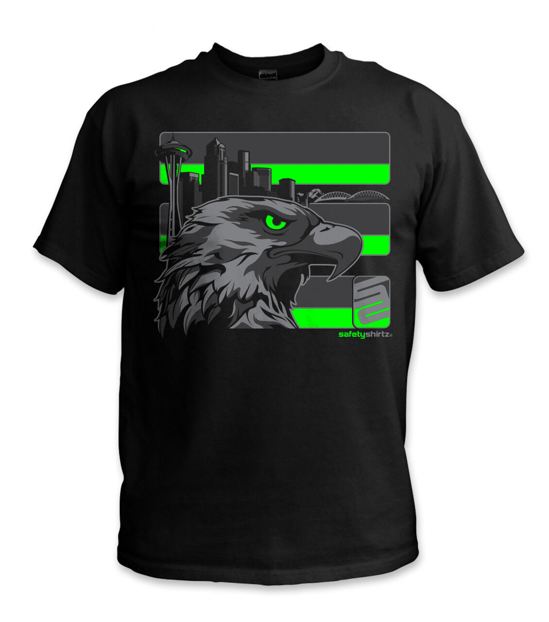 SafetyShirtz Men's Seattle Stealth Hi-Vis Safety Stripe T-Shirt